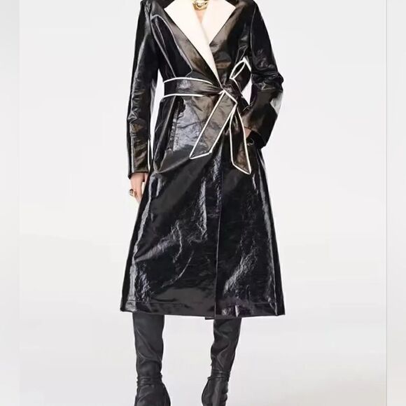 ZARA Models favorite Contrast Lapel Limited Edition Trench Coat Size XS - Picture 13 of 16